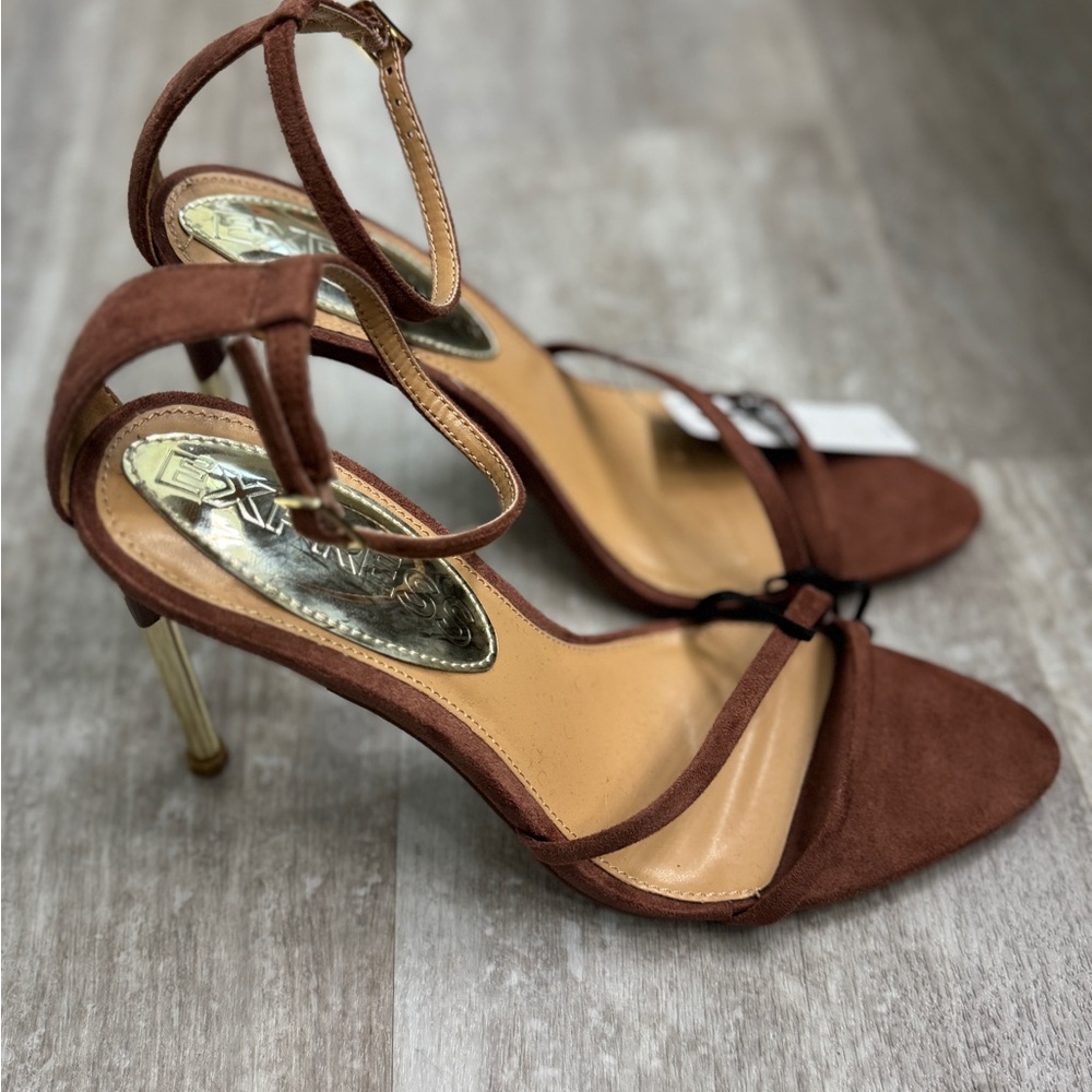 NWT, Express Pecan Strappy Heeled Sandals, Size 8